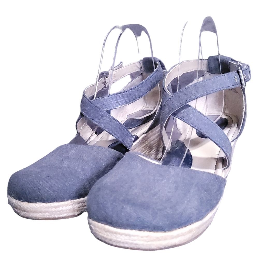 BOC Women's Bree Espadrille Wedge Sandals Size 8 Dark Blue Canvas